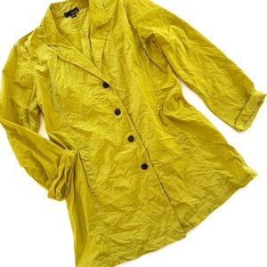 Sun Kim Jacket Womens Medium Green Crinkle Lagenlook Art to Wear